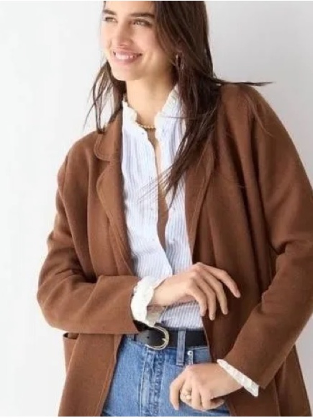 J. Crew Brown Wool-Blend Open Blazer
